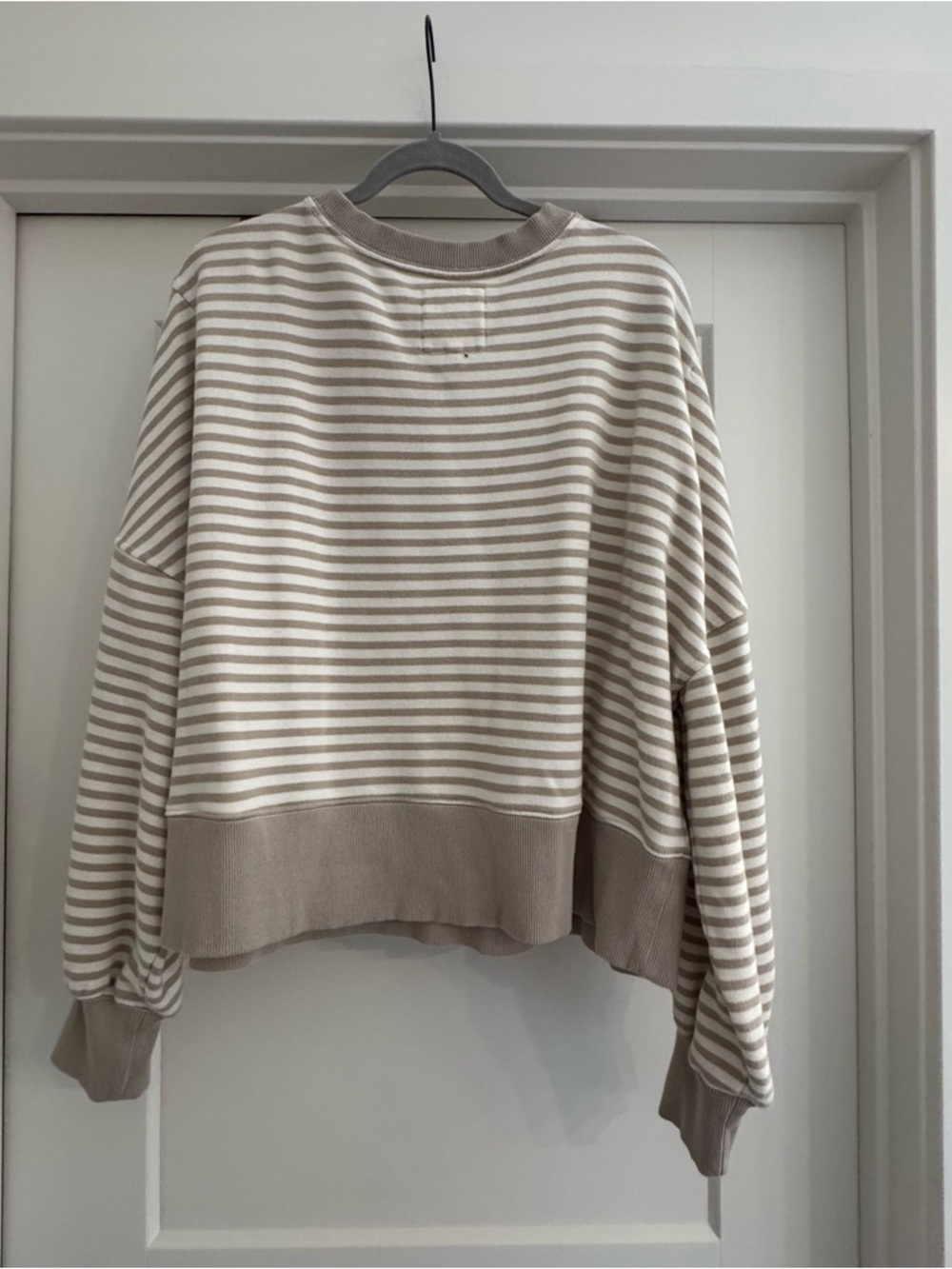 Aerie Striped Crewneck Sweater in Beige and Cream - Picture 2 of 3